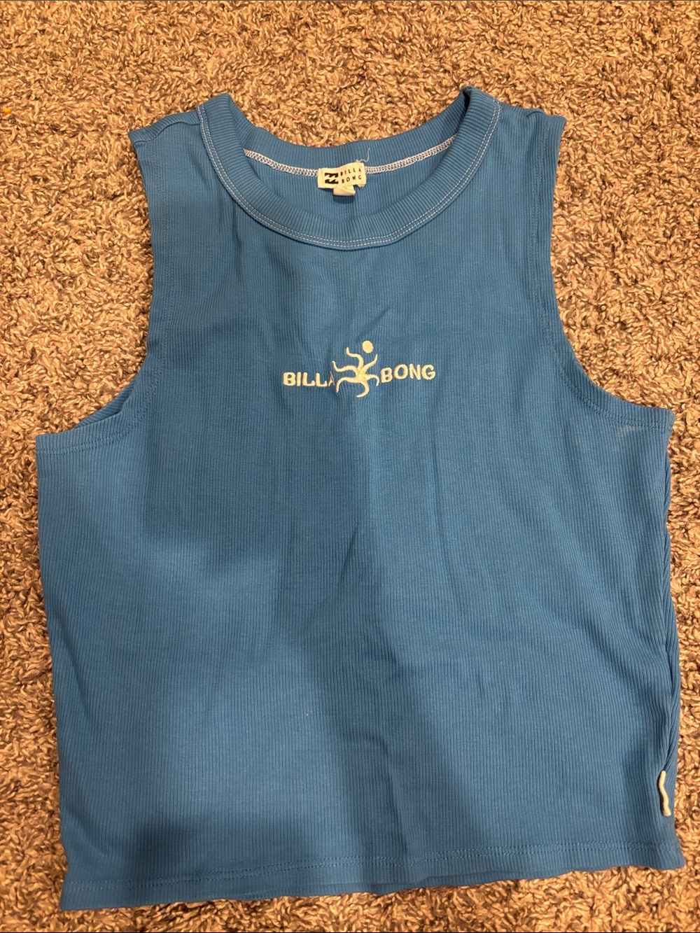 Billabong Blue Sleeveless Ribbed Crop Tank